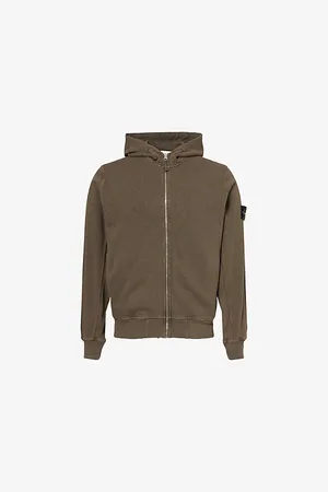 Stone Island Mens Two-Slip-Pockets Brand-Patch Cotton-Jersey Hoody S