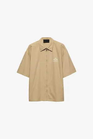 Prada Mens Logo-Embroidered Zip-Up Nylon Shirt Xs