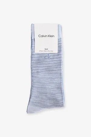 Calvin Klein Mens Brand-Print Pack Of Two Stretch-Cotton Blend Socks 1 Size