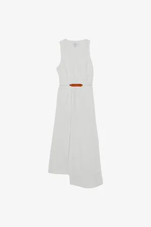Reiss Womens Brianne Belted Cotton-Blend Midi Dress 4