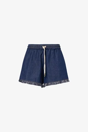 ZIMMERMANN Womens Rhiannon Fringe-Hem Denim Shorts Xs