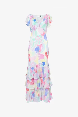 RIXO London Womens Amelle Abstract-Print Silk Maxi Dress 12