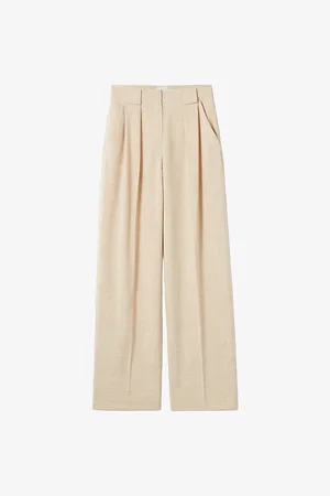 Claudie Pierlot Womens Pin-Tuck Wide-Leg Woven Trousers 8