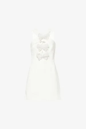 Rebecca Vallance Womens Hermoine Bow-Embellished Bonded-Crepe Mini Dress 10