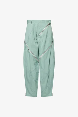 The Attico Womens Straight-Leg Decorative-Zip Cotton-Blend Trousers 10