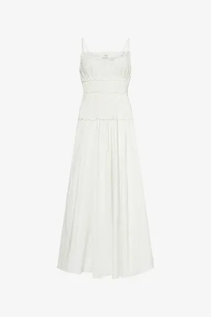 Dissh Womens Toby Shirred Cotton-Poplin Midi Dress 12