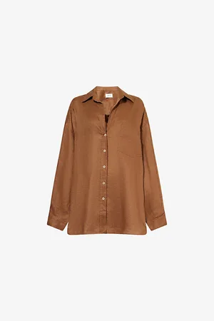 Dissh Womens Lune Patch-Pocket Linen Shirt 8