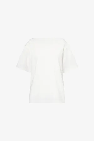 Dissh Womens Esme Boat-Neck Cotton-Jersey Top S