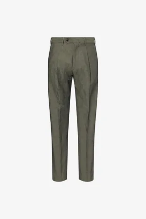 Paul Smith Mens Tapered-Leg Slim-Fit Cotton and Linen Trousers 30