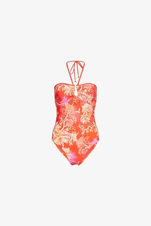 Seafolly Womens Marbella Halter-Neck Graphic-Print Swimsuit 8