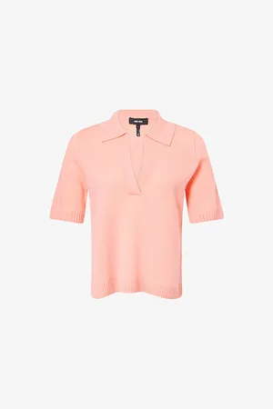 ME AND EM Womens Relaxed-Fit Polo-Collar Cashmere-Knit Top Xs