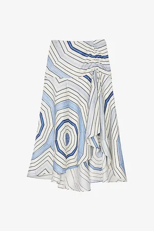 Sandro Womens Spiral-Motif Asymmetric Woven Maxi Skirt 6