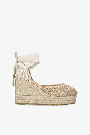 MANEBI Womens La Havana Ankle-Tie Raffia and Jute Espadrille Wedges Eur 36 / 3 Uk Women