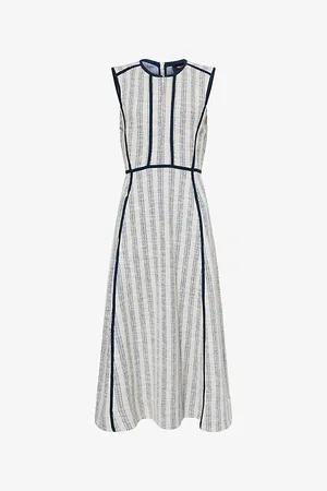 ME AND EM Womens Textured Striped Woven Midi Dress 4