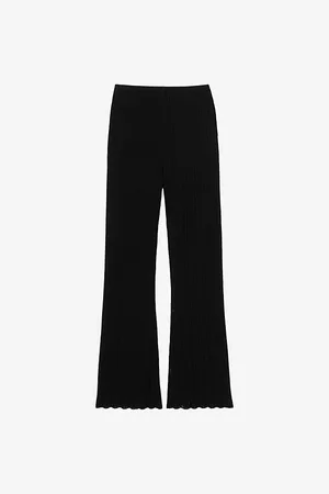 Claudie Pierlot Womens Flared-Leg Crochet-Pattern Knitted Trousers L