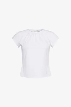 Frame Womens Gathered Short-Sleeve Stretch-Cotton Top Xs