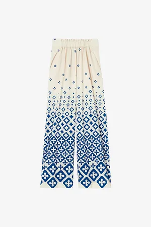 Claudie Pierlot Womens Gradient-Pattern Wide-Leg Cotton Trousers 6