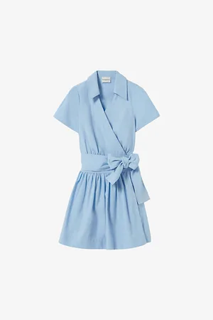 Claudie Pierlot Womens Polo-Collar Belted Cotton-Blend Mini Dress 6