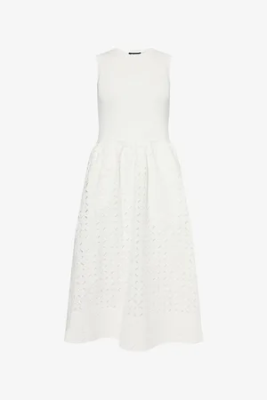 ME AND EM Womens Sleeveless Embroidered Cotton Midi Dress 8