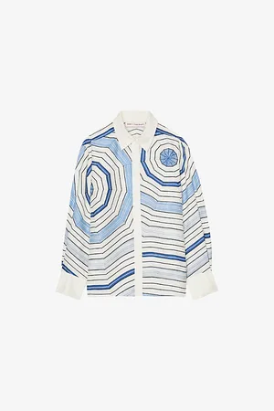 Sandro Womens Spiral-Motif Long-Sleeve Silk Shirt 6