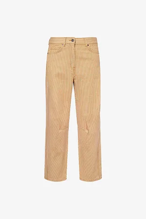 ME AND EM Womens Striped Tapered-Leg Cotton Trousers 8