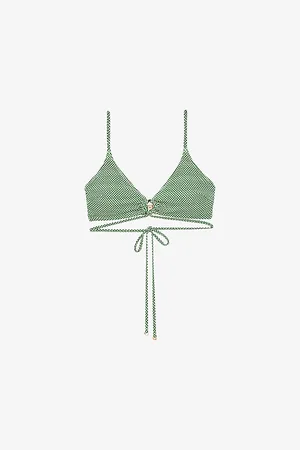 Reiss Womens Kai Checkerboard-Pattern Bikini Top 6