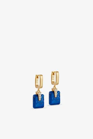 ASTLEY CLARKE Womens Deco 18ct Yellow Vermeil, Lapis and Sapphire Drop Earrings 1 Size