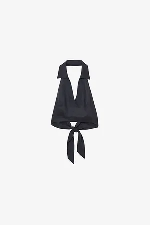Reiss Womens Cara Haterneck Linen Top 6