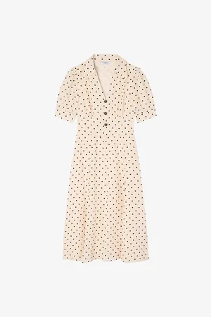 LK Bennett Womens Sophie Petite Polka-Dot Silk-Blend Midi Dress 6