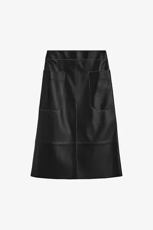 Joseph Womens Blomfield Side-Pocket Leather Midi Skirt 8