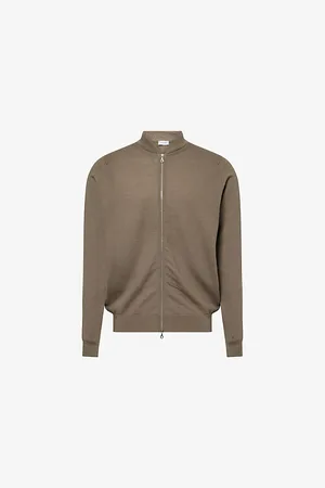 JOHN SMEDLEY Mens Baseball-Collar Long-Sleeve Wool Knitted Jacket S