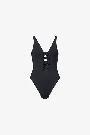 Seafolly Womens Bow-Embellished V-Neck Swimsuit 8