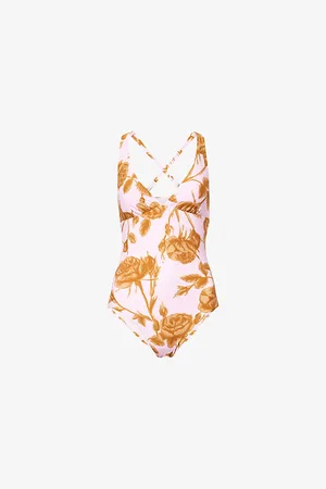 Seafolly Womens V-Neck Floral-Print Swimsuit 10