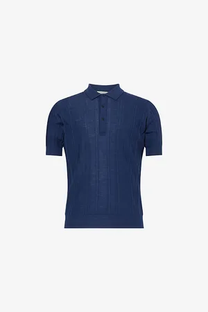 JOHN SMEDLEY Mens Jaxen Ribbed Wool Polo Shirt S