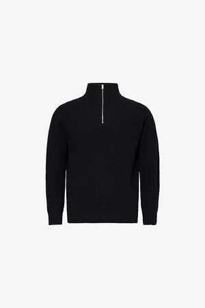 JOHN SMEDLEY Mens High-Neck Half-Zip Cashmere-Wool Pullover S