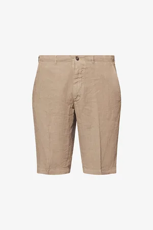 corneliani Mens Mid-Rise Straight-Leg Linen Shorts 30