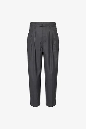 LEMAIRE Mens Belted Pleated Cotton-Poplin Pants 30