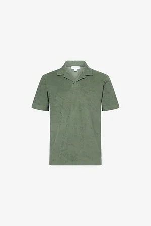 Sunspel Mens Towelling Camp-Collar Cotton Polo Shirt S