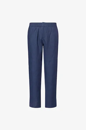 Sunspel Mens Drawstring Straight-Leg Linen Trousers S