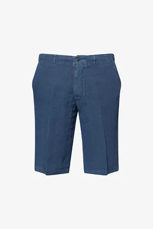 corneliani Mens Mid-Rise Straight-Leg Linen Shorts 30