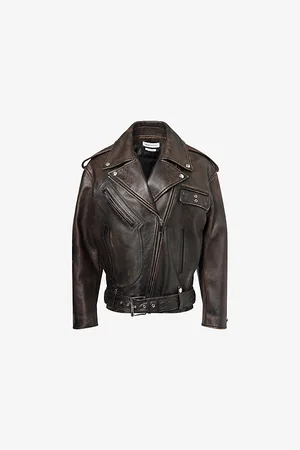 Alexander McQueen Womens Oversized Leather Biker Jacket 8