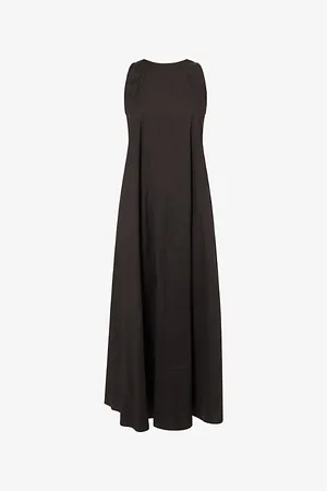 Max Mara Womens Romea Scoop-Back Cotton-Blend Midi Dress 8