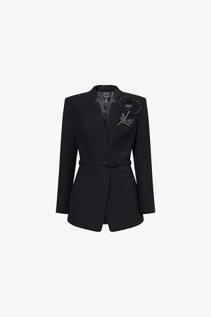 HUISHAN ZHANG Womens Kieran Floral-Embellished Woven Jacket 8