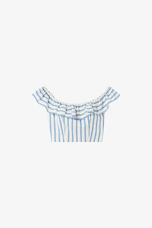 Claudie Pierlot Womens Striped Off-Shoulder Linen-Blend Top 6