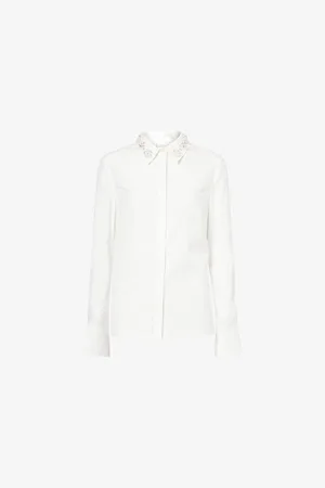 HUISHAN ZHANG Womens Ondine Embellished-Collar Cotton Shirt 8