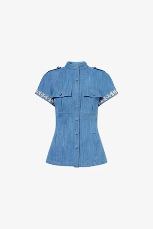 HUISHAN ZHANG Womens Brenda Embellished Short-Sleeve Jacket 8