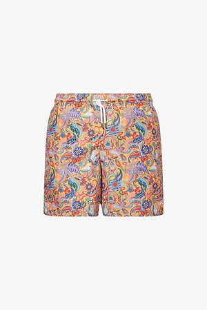 DEREK ROSE Mens Maui Graphic-Pattern Swim Shorts S