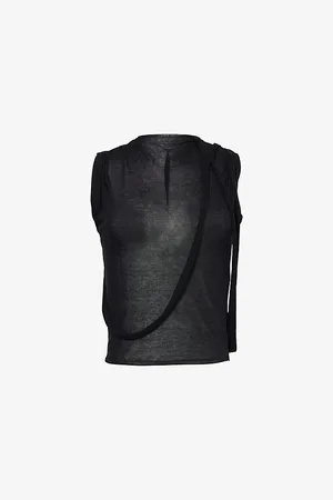 OTTOLINGER Womens Deconstructed Sleeveless Linen-Blend Top Xs