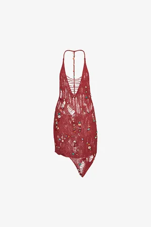 Jaded London Womens Dandara Beaded Knit Mini Dress Xs