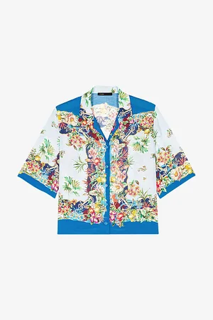 Maje Womens Tropical-Pattern Short-Sleeved Woven Shirt 6